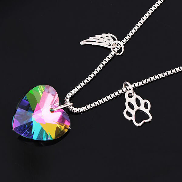 Rainbow Heart Memorial Necklace