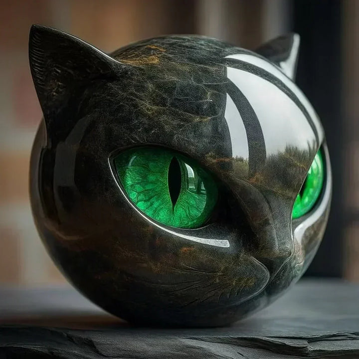NyxCharm | Mystical Black Cat Head Sculpture