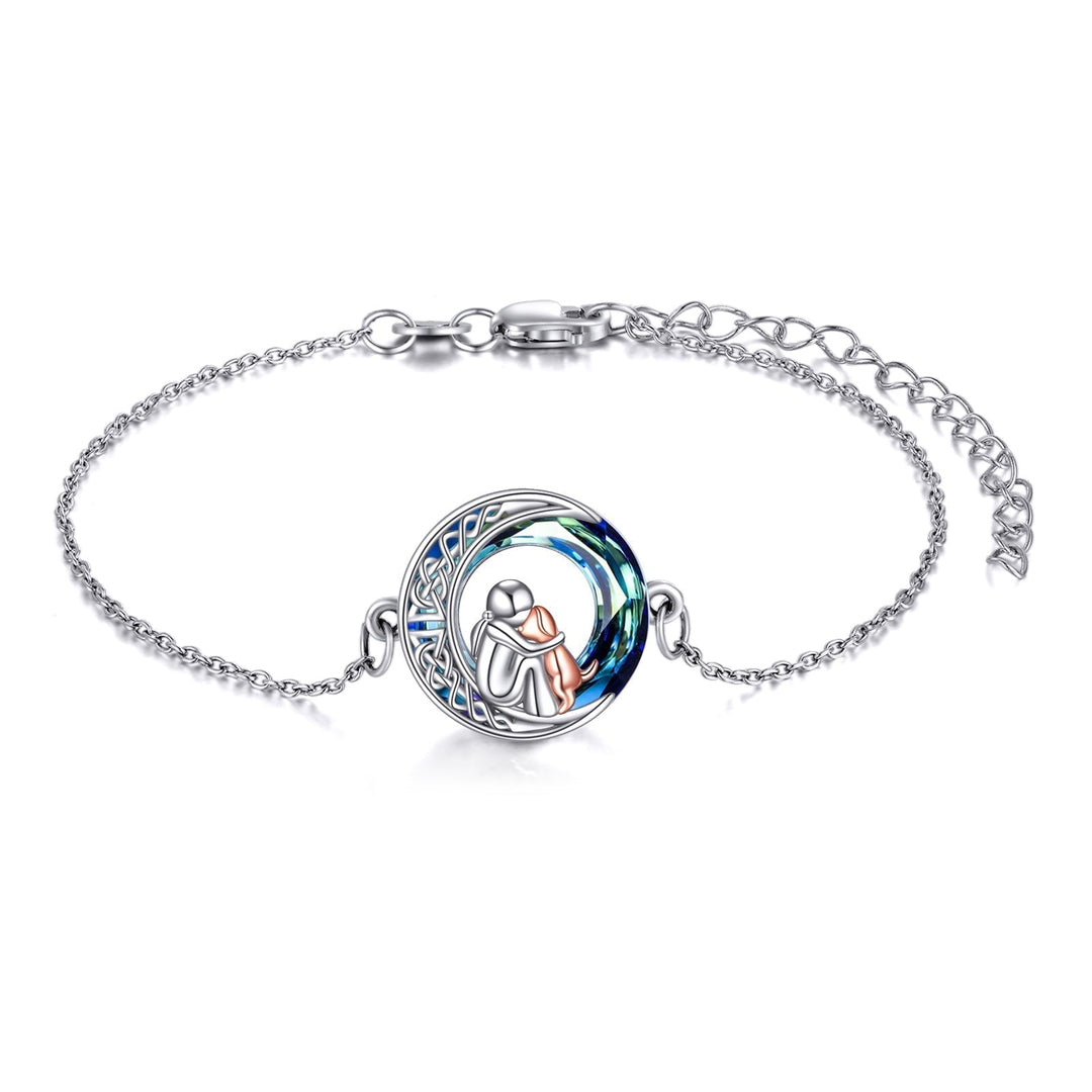 Adjustable Lucky Bracelet made of Sterling Silver with Dog Motif
