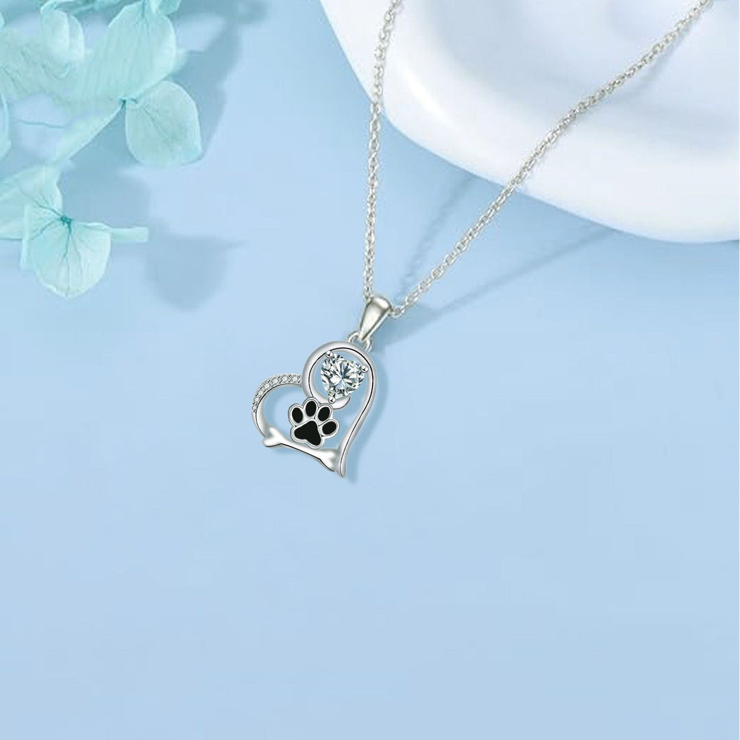 Heartfelt Paw Necklace with Zirconia - For Dog Lovers