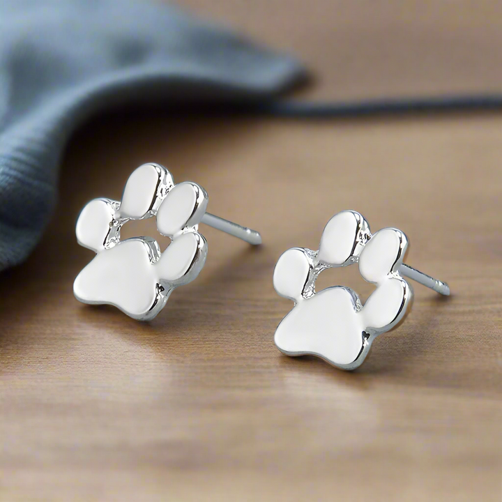 Stainless Steel Paw Earrings Hypoallergenic