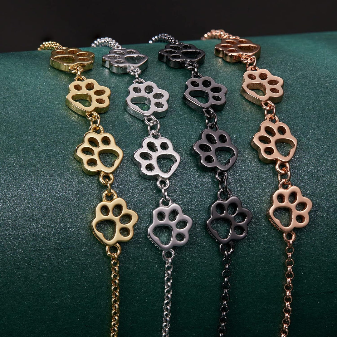 Sterling Silver Dog Paw Print Bracelet – Adjustable Bracelet