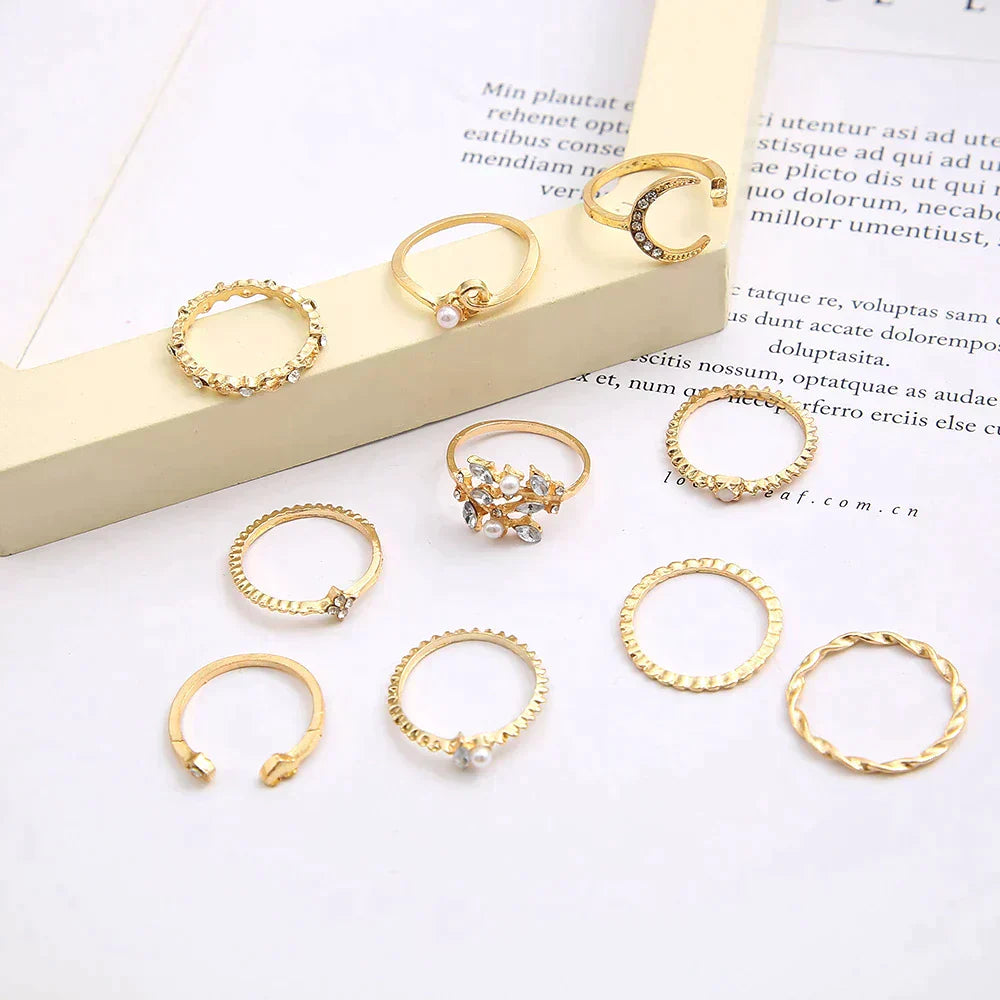 Pack of 10 Rings | Bohemian Silver and Gold Plated Rings