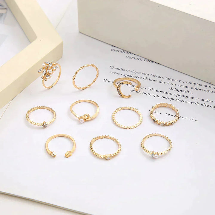 Pack of 10 Rings | Bohemian Silver and Gold Plated Rings