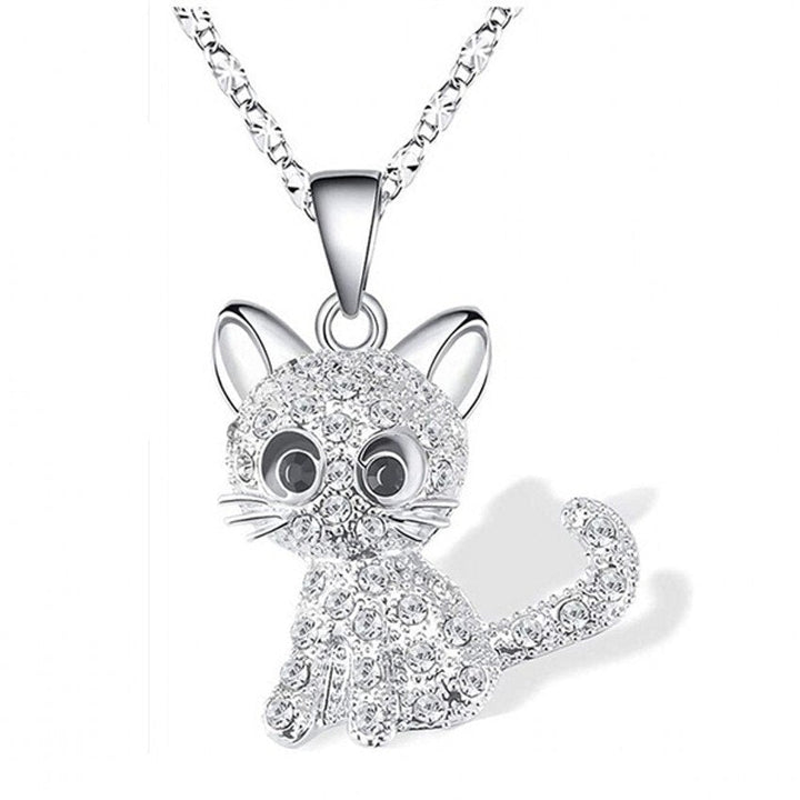 Necklace with Baby Cats & Colorful Zirconia – made of Silver