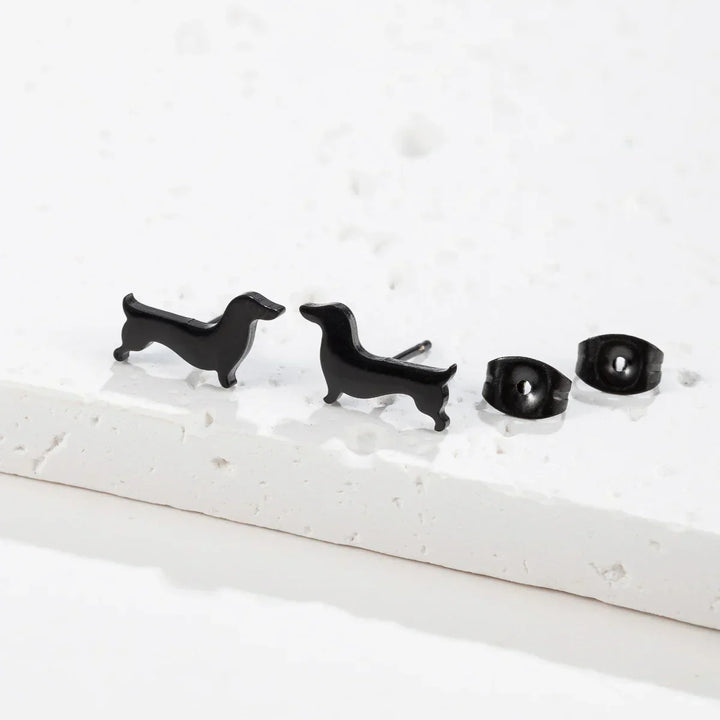 Dachshund Stud Earrings – Minimalist Dog Earrings Made of Metal