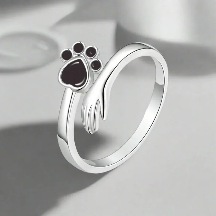 Adjustable Paw Ring Made of Sterling Silver – Hand-in-Paw Design