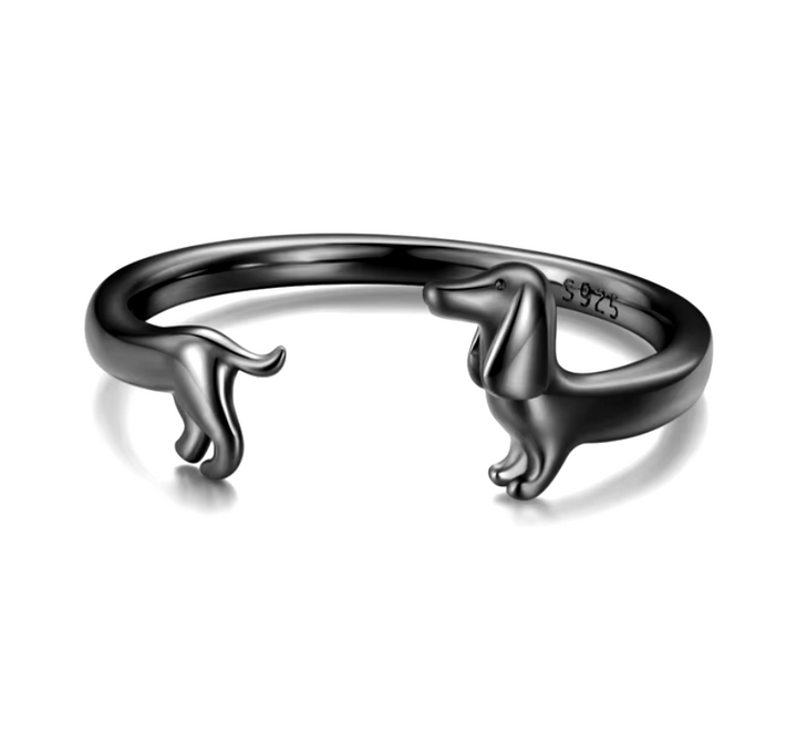 Adjustable Dachshund Ring made of Silver