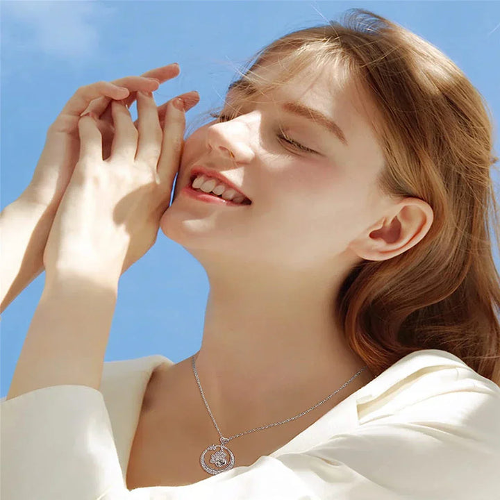 Cute Dog Paw Necklace Made of Silver with Zirconia