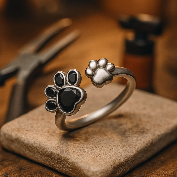 Adjustable, Creative Ring with Cute Paw Print