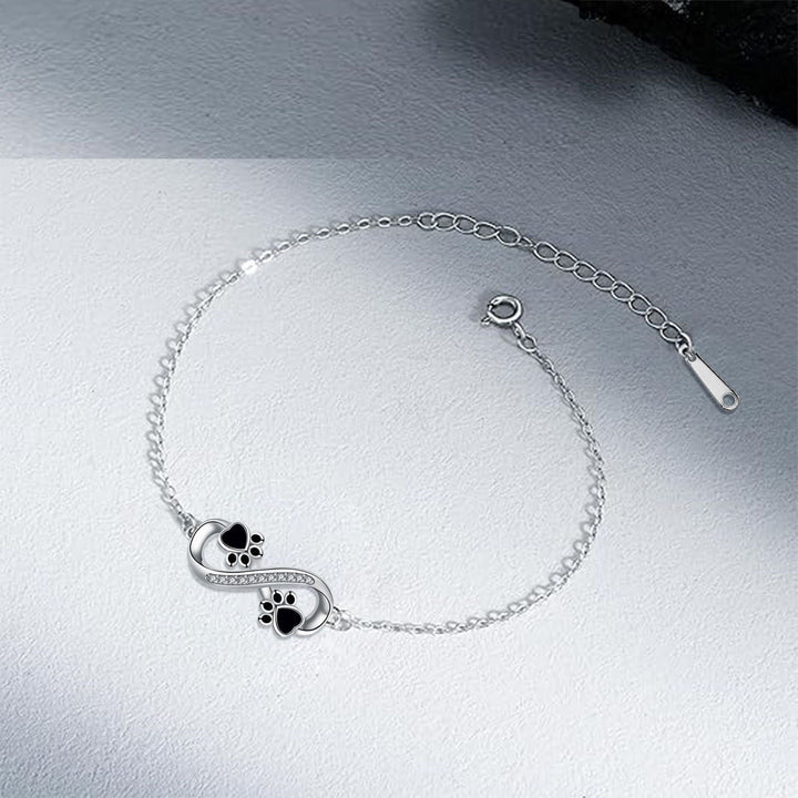 Infinity Symbol Bracelet with Paw Print Charm & Zirconia